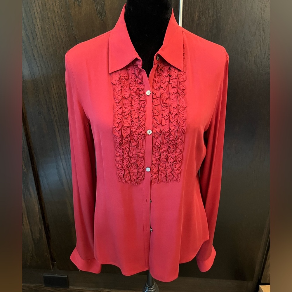 Harold's Red Silk Tuxedo Blouse